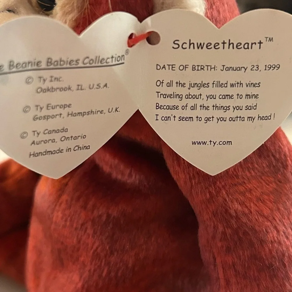 Beanie Babies Orangutan Schweetheart TY Rare 1st Edition Collectible Tag Errors